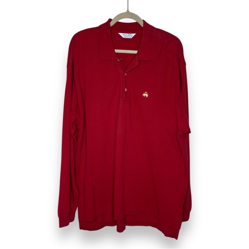 Vintage Brooks Brothers Golden Fleece Long Sleeve Red Polo Shirt Men Size XL